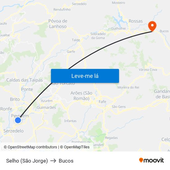 Selho (São Jorge) to Bucos map