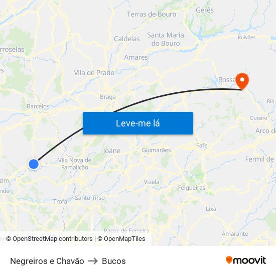 Negreiros e Chavão to Bucos map