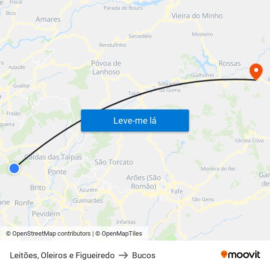 Leitões, Oleiros e Figueiredo to Bucos map