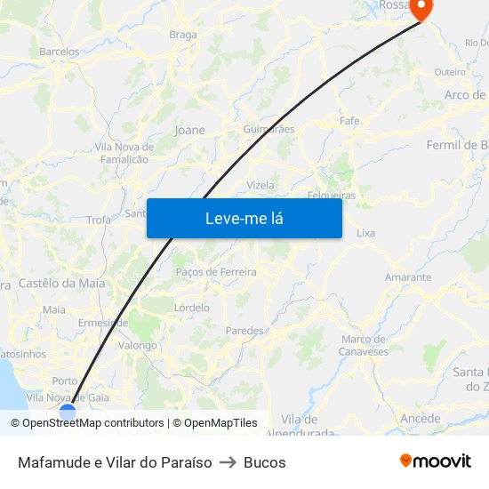 Mafamude e Vilar do Paraíso to Bucos map