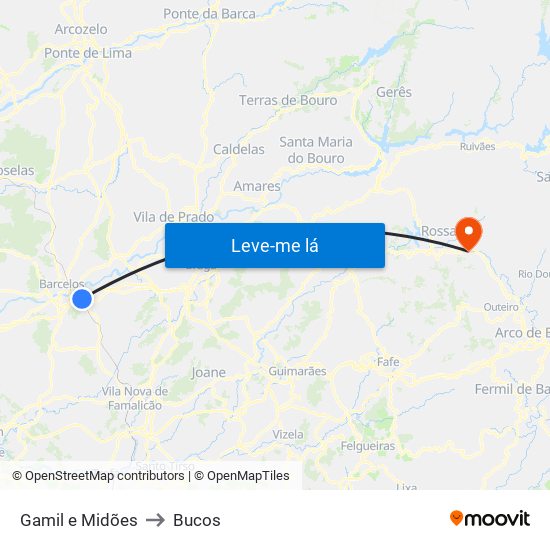 Gamil e Midões to Bucos map
