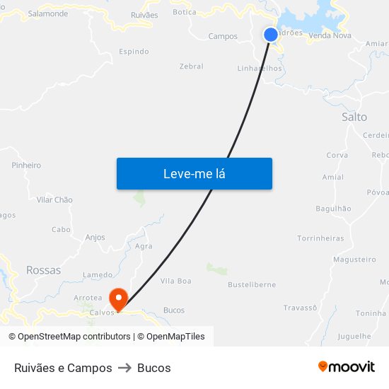 Ruivães e Campos to Bucos map