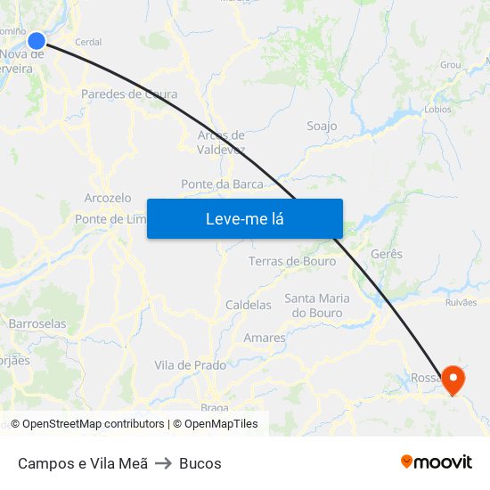 Campos e Vila Meã to Bucos map