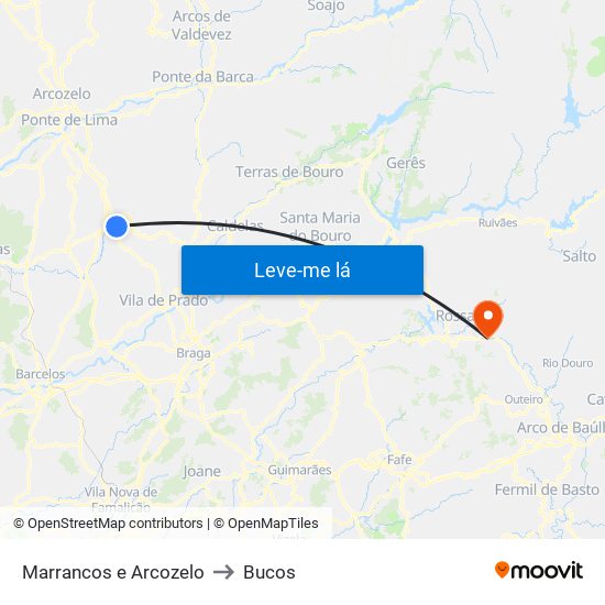 Marrancos e Arcozelo to Bucos map