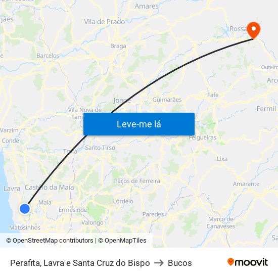 Perafita, Lavra e Santa Cruz do Bispo to Bucos map