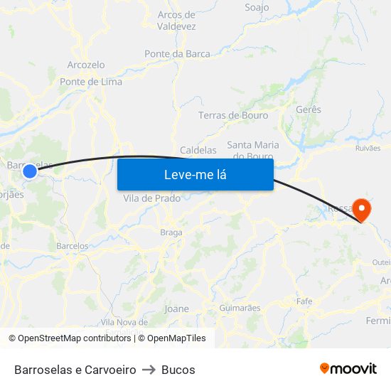 Barroselas e Carvoeiro to Bucos map