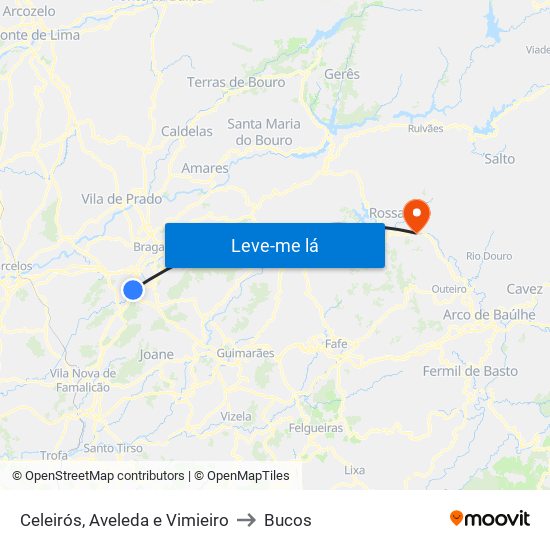 Celeirós, Aveleda e Vimieiro to Bucos map