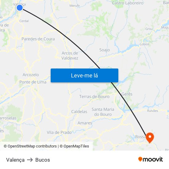Valença to Bucos map