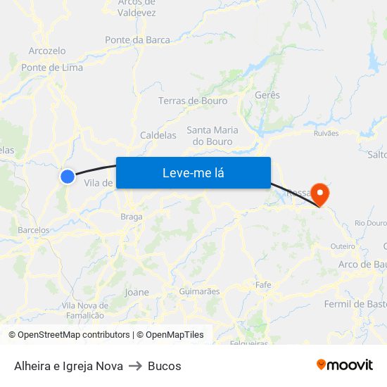 Alheira e Igreja Nova to Bucos map