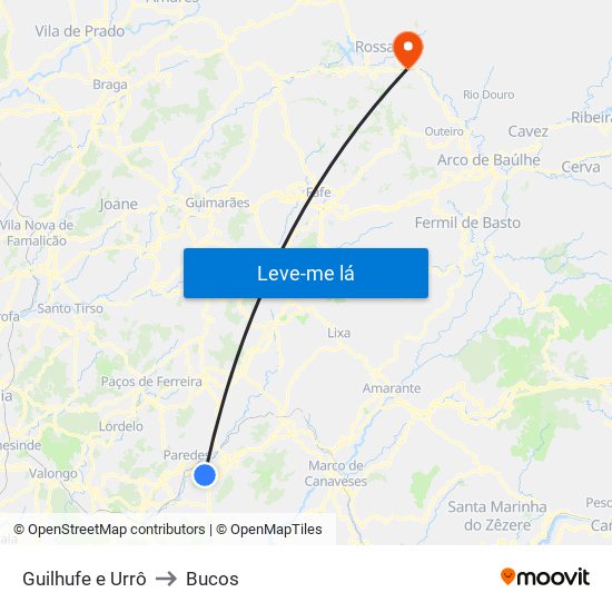 Guilhufe e Urrô to Bucos map