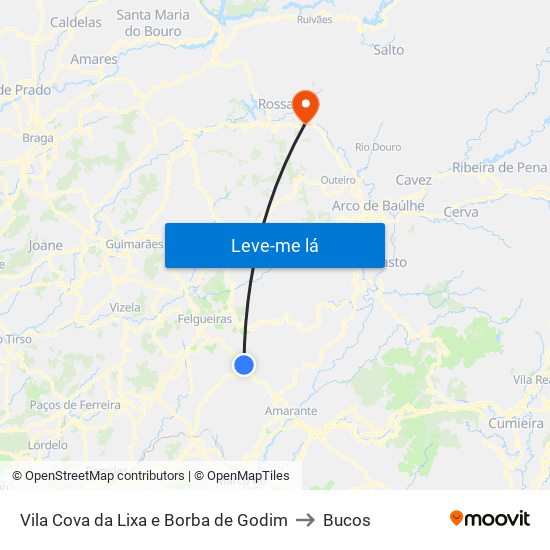 Vila Cova da Lixa e Borba de Godim to Bucos map