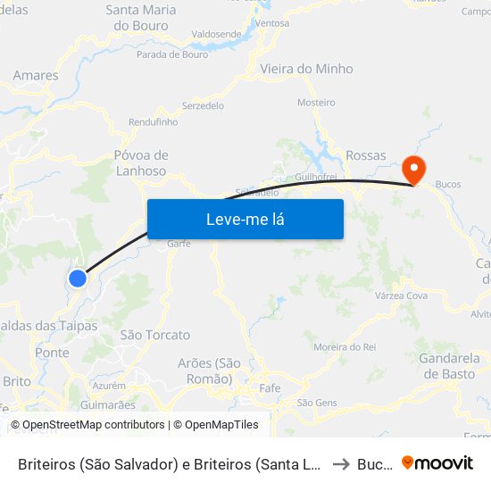 Briteiros (São Salvador) e Briteiros (Santa Leocádia) to Bucos map