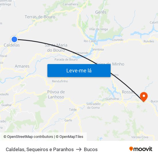 Caldelas, Sequeiros e Paranhos to Bucos map