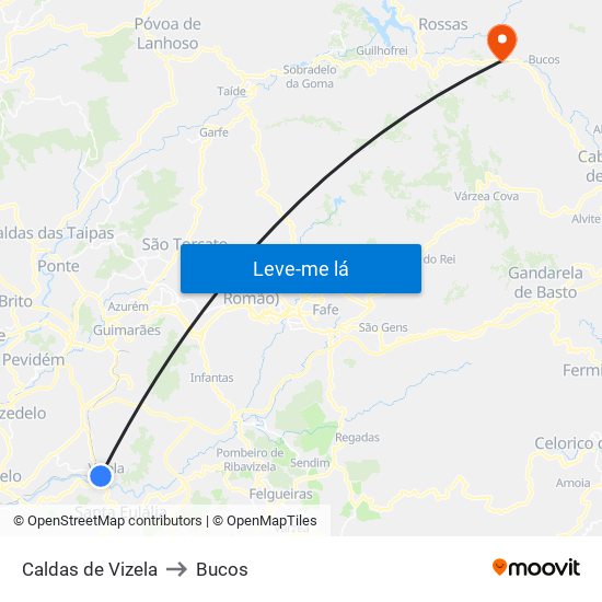 Caldas de Vizela to Bucos map