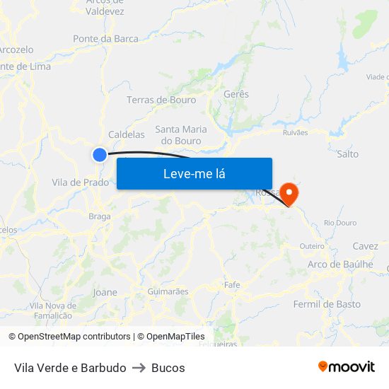 Vila Verde e Barbudo to Bucos map
