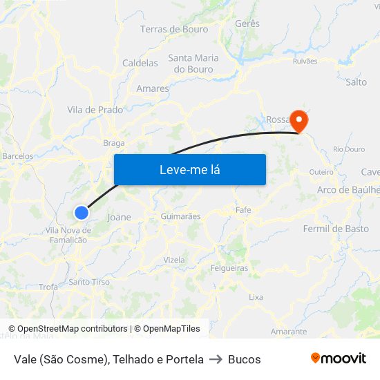 Vale (São Cosme), Telhado e Portela to Bucos map