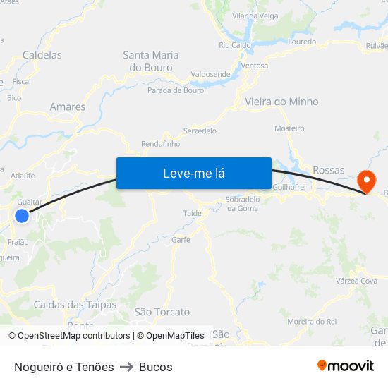 Nogueiró e Tenões to Bucos map