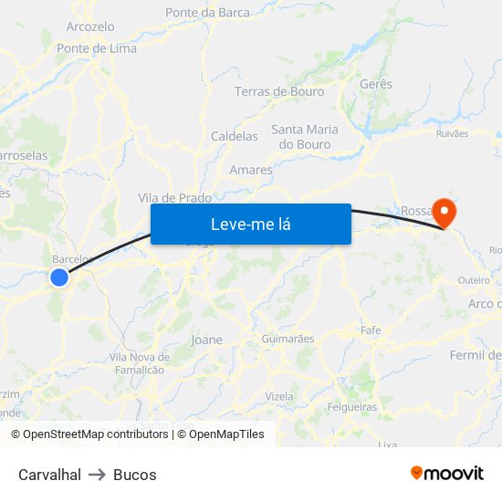 Carvalhal to Bucos map