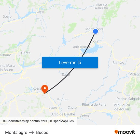 Montalegre to Bucos map