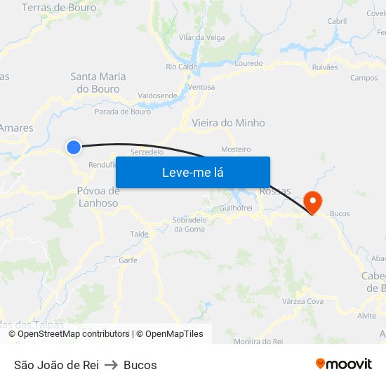 São João de Rei to Bucos map