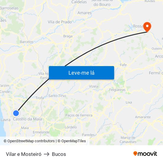 Vilar e Mosteiró to Bucos map