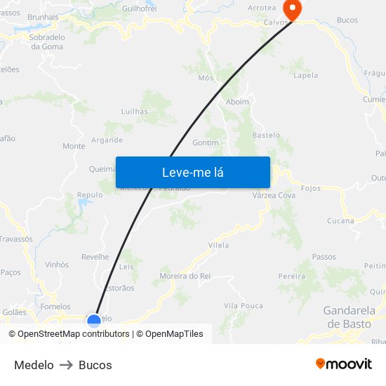 Medelo to Bucos map