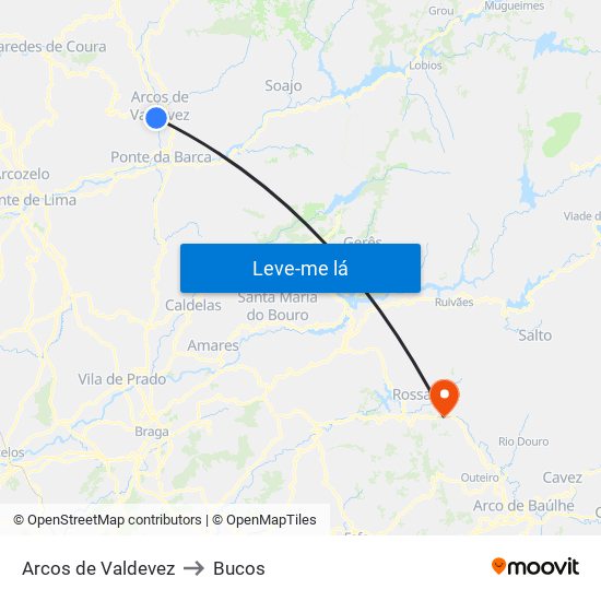 Arcos de Valdevez to Bucos map
