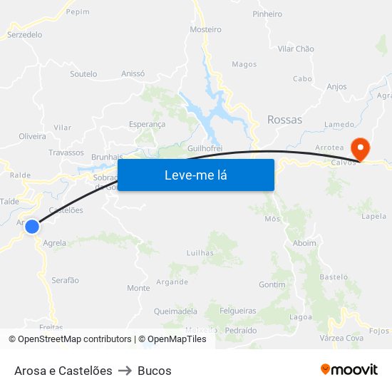 Arosa e Castelões to Bucos map