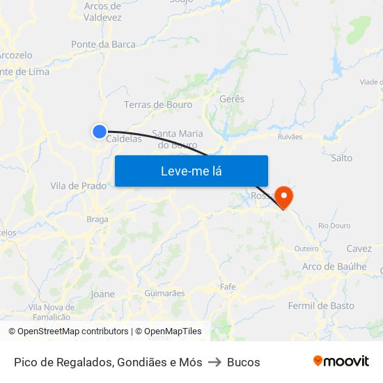 Pico de Regalados, Gondiães e Mós to Bucos map