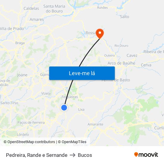 Pedreira, Rande e Sernande to Bucos map