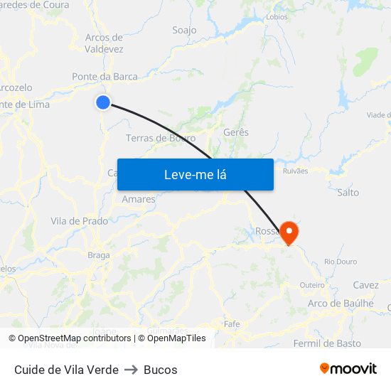 Cuide de Vila Verde to Bucos map