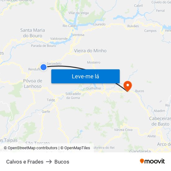 Calvos e Frades to Bucos map