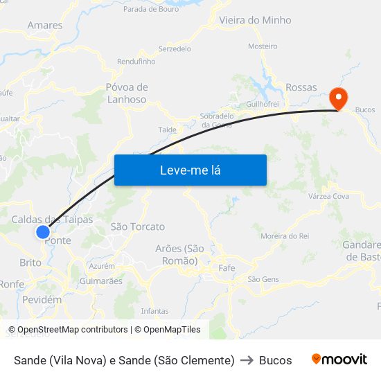 Sande (Vila Nova) e Sande (São Clemente) to Bucos map