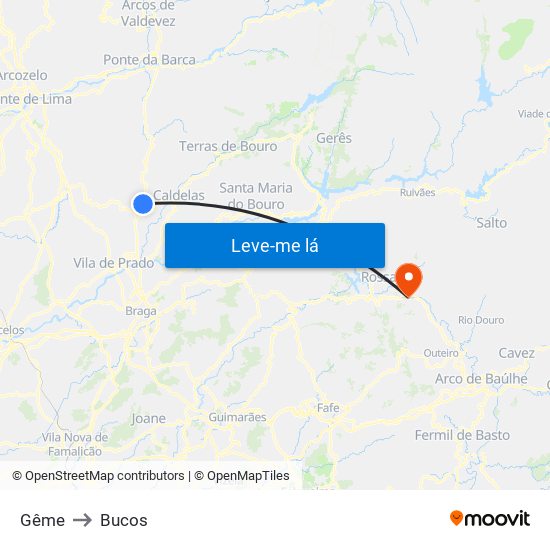 Gême to Bucos map