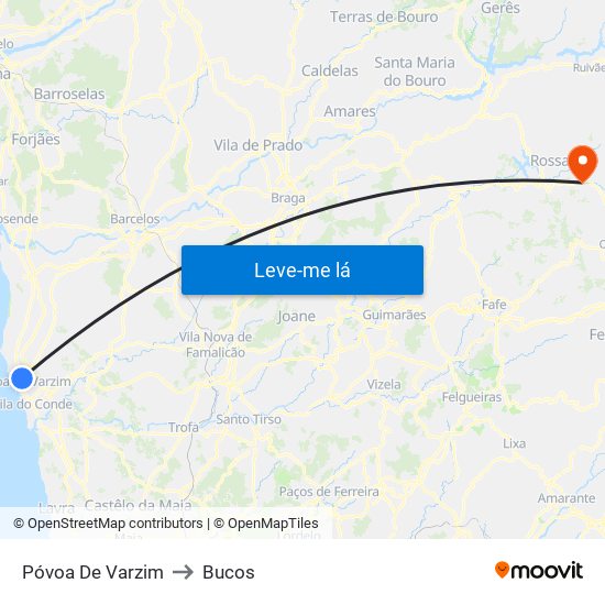 Póvoa De Varzim to Bucos map