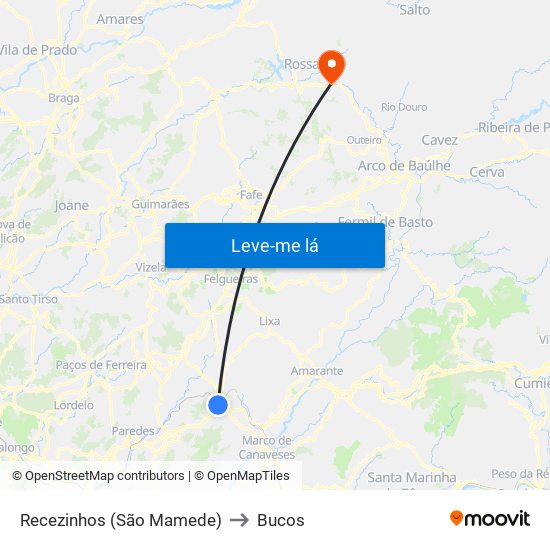 Recezinhos (São Mamede) to Bucos map
