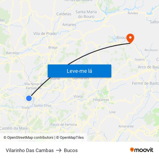 Vilarinho Das Cambas to Bucos map