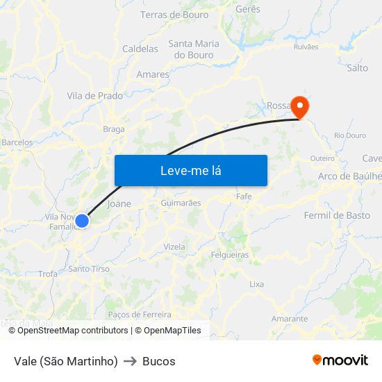 Vale (São Martinho) to Bucos map
