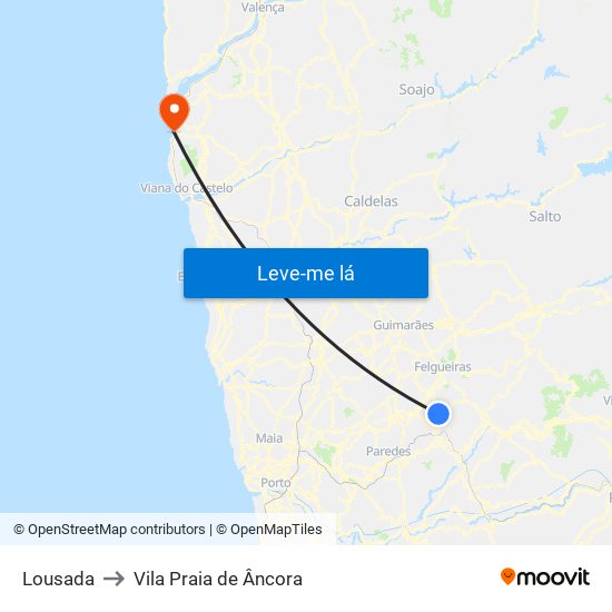 Lousada to Vila Praia de Âncora map