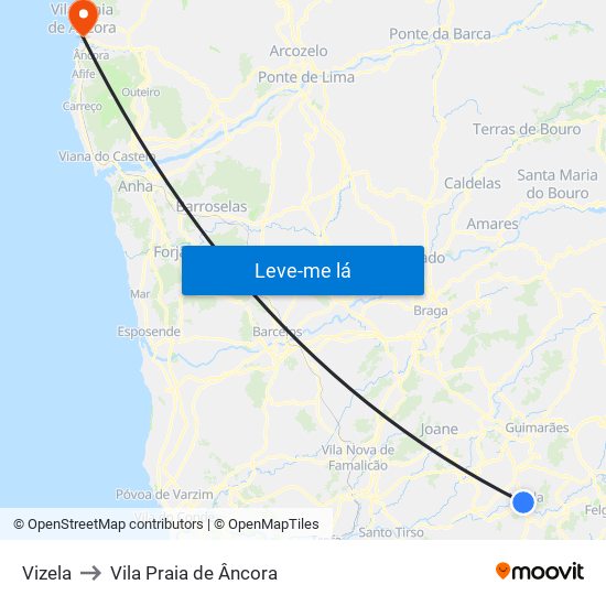 Vizela to Vila Praia de Âncora map
