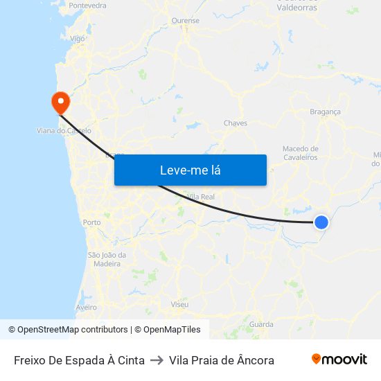 Freixo De Espada À Cinta to Vila Praia de Âncora map