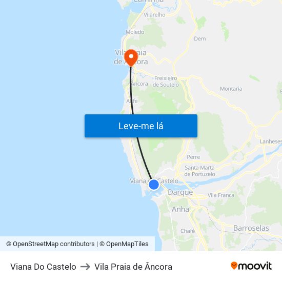 Viana Do Castelo to Vila Praia de Âncora map
