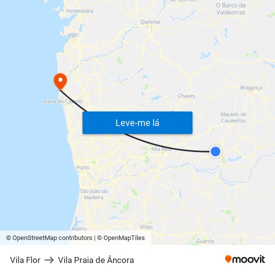 Vila Flor to Vila Praia de Âncora map