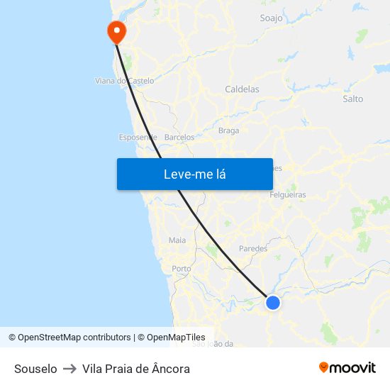 Souselo to Vila Praia de Âncora map