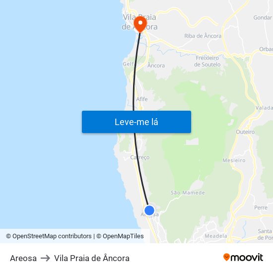 Areosa to Vila Praia de Âncora map