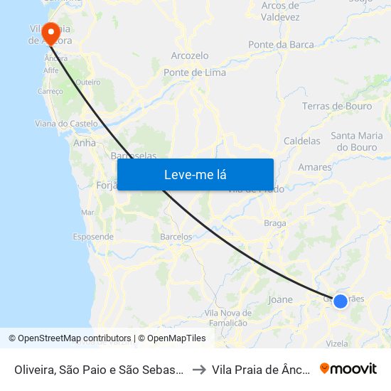 Oliveira, São Paio e São Sebastião to Vila Praia de Âncora map
