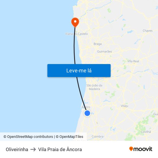 Oliveirinha to Vila Praia de Âncora map