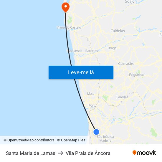 Santa Maria de Lamas to Vila Praia de Âncora map