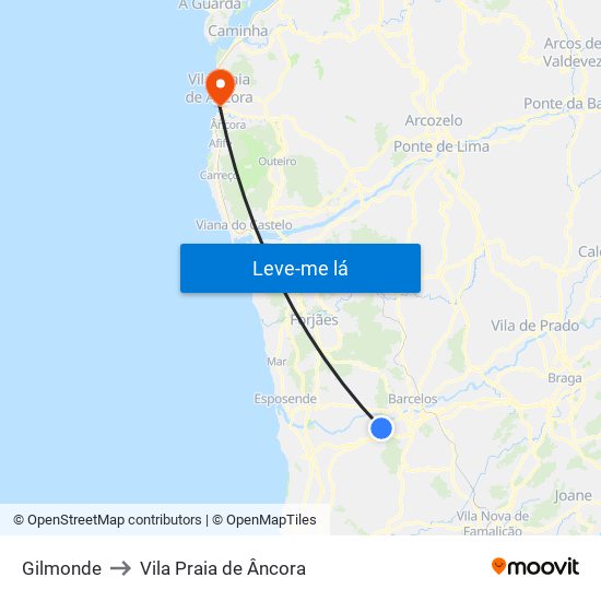 Gilmonde to Vila Praia de Âncora map