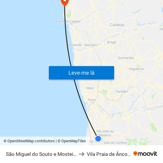 São Miguel do Souto e Mosteirô to Vila Praia de Âncora map